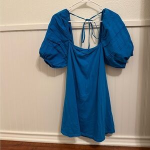 Zara Royal blue mini dress with puffy sleeves